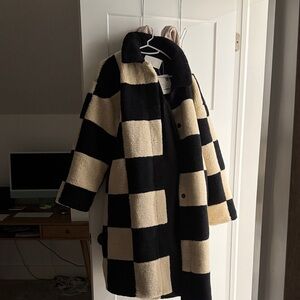 OAK + FORT Black and White Coat NWT
